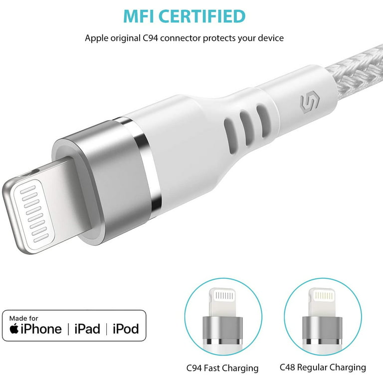 Syncwire USB C to Lightning Cable Apple Mfi Certified Braided iPhone  Charger Cord - 4 feet 