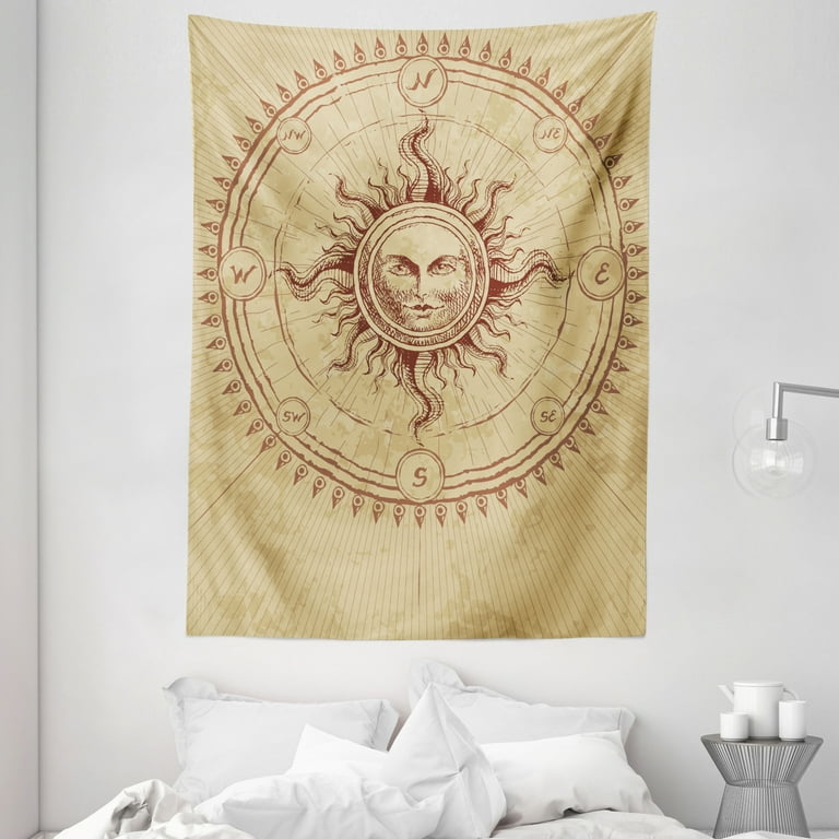 Ancient Decor Tapestry Roman Sculpture like Face in Circle like