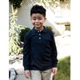 thumbnail image 2 of Leveret Boys Long Sleeve Cotton Polo Shirt Navy 4 Year, 2 of 4