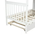 thumbnail image 2 of Harper & Bright Designs Solid Wood Bunk Bed Frame with Trundle, Twin Over Twin Loft Bed With Storage Stairways and Guardrails for Bedroom, 2 of 10