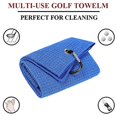 thumbnail image 2 of Vividly Paquete De 2 Toallas De Golf Triples, Tela De Microfibra Premium, Patrón De Gofre Con Mosquetón Negro Resistente, Toallas De Golf Azules Para Bolsas De Golf Para Hombres (Azul), 2 of 5