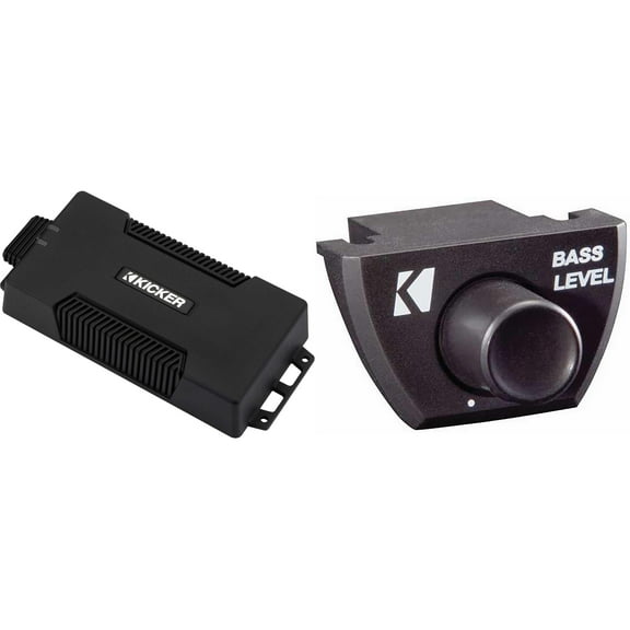Kicker 48PXA4004 Weatherproof Powersport Amplifier - 4x100-Watt Full-Range Amplifier w/ Bass Knob Bundle
