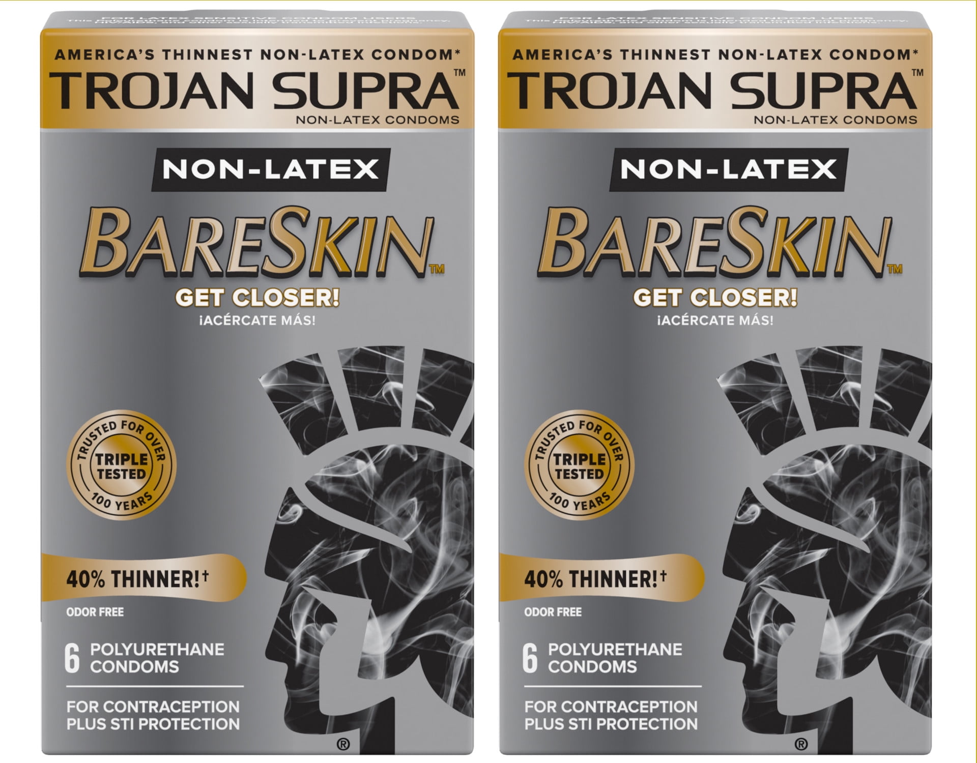 TROJAN Supra Lubricated Premium Condoms, MicroSheer Polyurethane, Ultra-Thin 6 ea (Pack of 2)
