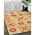 thumbnail image 3 of Ahgly Company Machine Washable Indoor Round Abstract Chrome Gold Yellow Area Rugs, 6' Round, 3 of 7