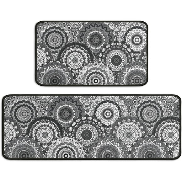 Boho Kitchen Mats for Floor Set of 2,Anti Fatigue Mats for Kitchen Floor, Comfort Standing Bohemian Kitchen Rugs and Mat, Non-Slip Cushioned Anti Fatigue Rug, 17'''' X 47'''' + 17'''' X 30''''
