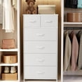 thumbnail image 4 of Dresser for Bedroom Tall Skinny Dresser Storage Tower - Sturdy Steel Frame, Wood Top, Fabric Bins, Wood Handles - Organizer Unit for Entryway, Hallway, Closets - 6 Drawers (Beige), 4 of 9