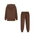 thumbnail image 4 of Cyglowse Hoodie Sweatsuit Set for Boys Girls 2 Piece Hooded Sweatshirt Jogger Sweatpants Tracksuit Kids Athletic Solid Outfits Coffee 8-9Y, 4 of 6