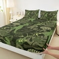 thumbnail image 3 of Manfei Green Dinosaur 4 Pieces Queen Sheet Sets,Tree Leaves Ultra Soft Flat Sheet,Jungle Animal Queen Fitted Sheet,Wildlife Room Decoration, 3 of 7