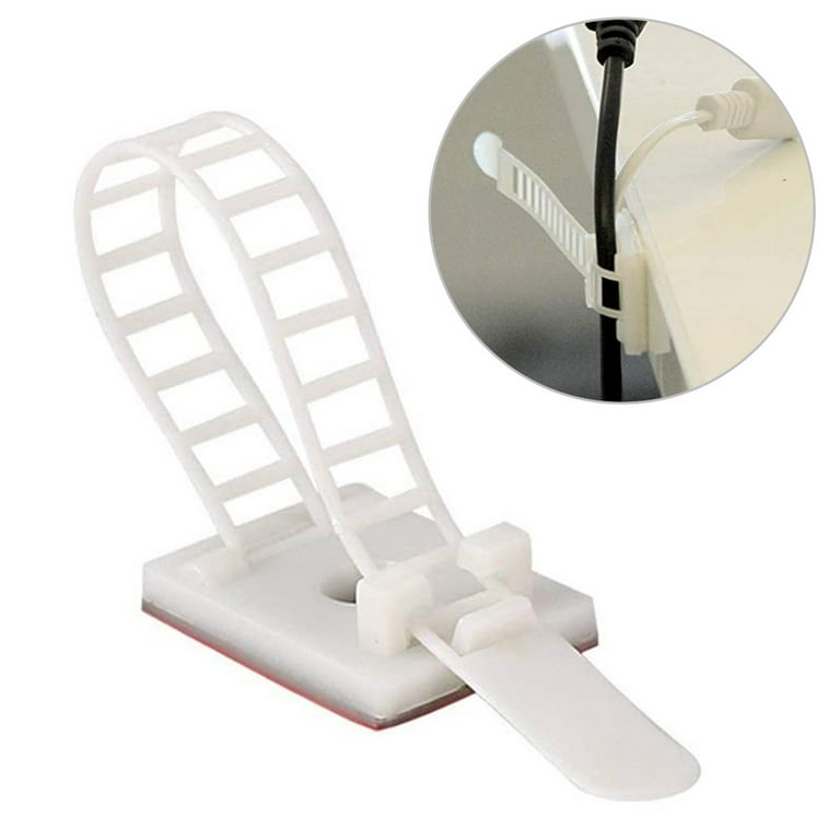 Cable Management Cable Clips, 50 PCS, White - Self-Adhesive Cable