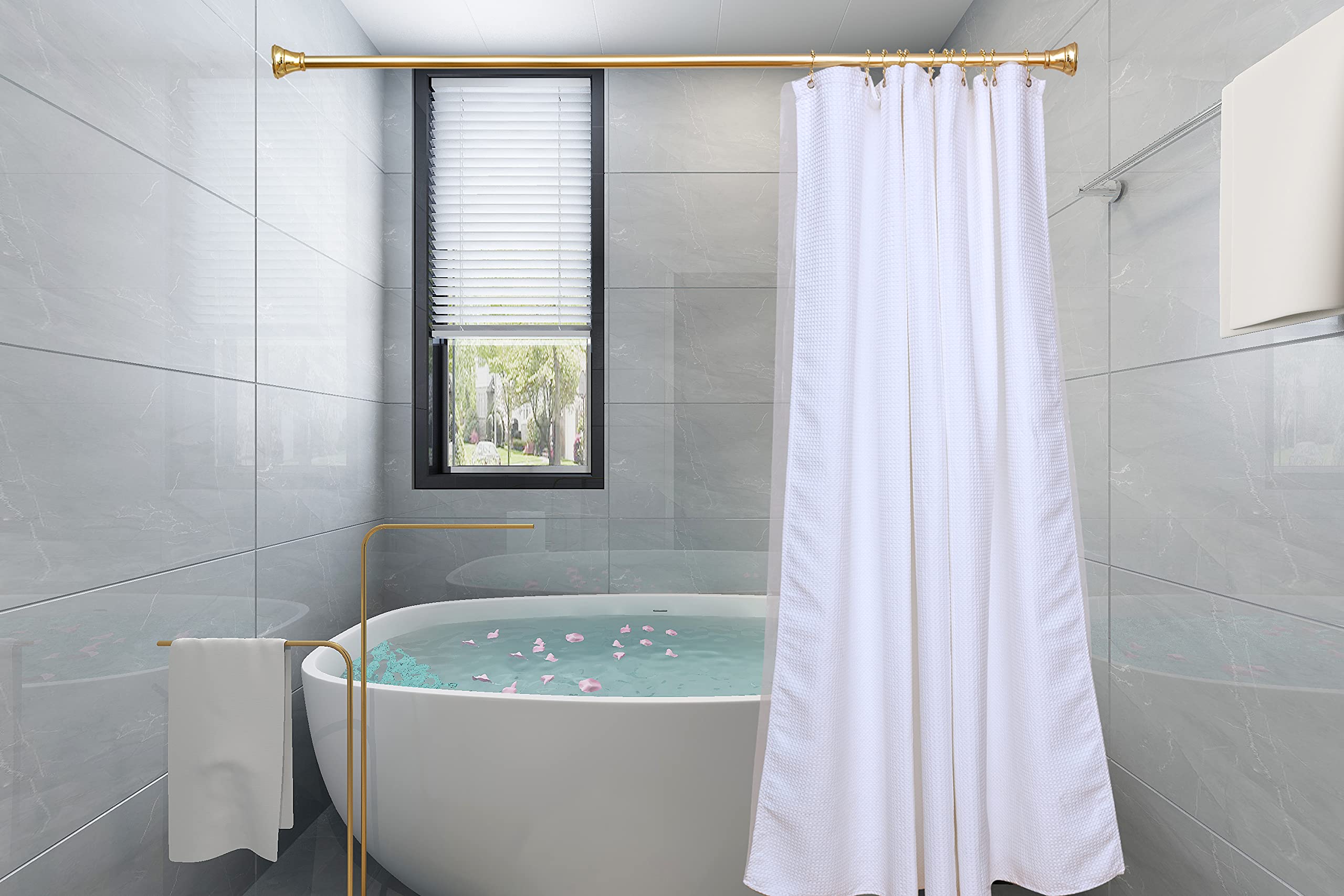 Utopia Alley Shower Hooks - Double Shower Curtain Rings for Bathroom - Rust Proof Shower Curtain Hooks for Shower Curtain or Liner - Set of 12, Gold