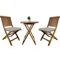 thumbnail image 1 of ZXNYH Backyard Balcony Deck Furniture 3 Piece Round Coffee Folding Table 2 Chairs Patio Acacia Wood Bistro Set, 1 of 8