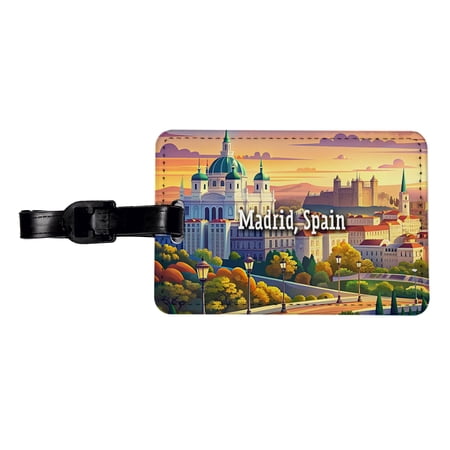 Madrid, Spain Travel City Country Stamp Faux Leather Travel Luggage Tag