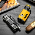 thumbnail image 2 of Metal Cigar Lighter Four Fire Direct Charging Fire Adjusting Belt Cigar Drill Exquisite Gift Box Cob-177, 2 of 5