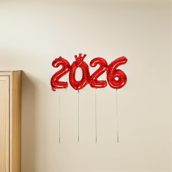 LOLIPPYY 5-Pack Sparkling Assorted Color 2026 Foil Balloons for New Year Eve, Home, Office & Party Decorations