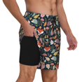thumbnail image 3 of Haiem Autumn Fox Owl Mens Swim Trunks with Compression Liner 2 in 1 Swimming Shorts Stretch Swimwear Quick Dry,Board Shorts-XX-Large, 3 of 9