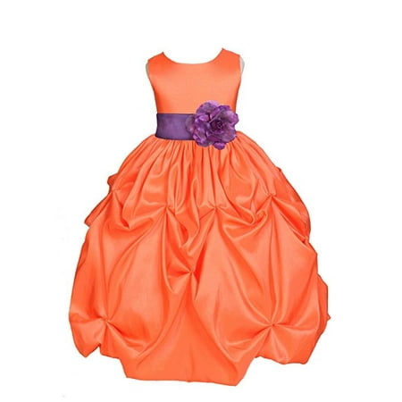 - Ekidsbridal Orange Satin Taffeta Pick-Up Bubble Flower Girl Dresses Junior Toddler Formal Special Occasions Wedding Pageant Dresses Ball Gown Dance Recital Reception Birthday Girl Party 301S