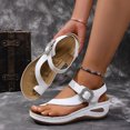 thumbnail image 2 of Rokment Sparkly Rhinestones Orthopedic Flip Flops Walking Sandals for Women Comfortable Leather Arch Support Platform Wedge Dressy Summer Shoes White Size 6.5, 2 of 5