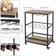 Homfa Wine Bar Cart, Small Rolling Serving Cart with Wine Rack and