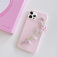 thumbnail image 2 of Compatible with iPhone 13 Pro Max Candy Color Chain Case Bracelet Wrist Strap Cute Pretty Luxury Soft Silicone Ultra Slim Shockproof Protective Cover for Girly Women Pink, 2 of 6