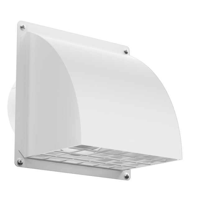 Cubierta para ventilación de secadora HG Power de 4 pulgadas, metálica con malla, blanca