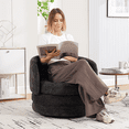thumbnail image 2 of Lisonu 30" Swivel Barrel Accent Chair, Modern Chenille Armchair with Pillow, 360° Rotating Round Club Sofa for Living Room & Bedroom, No Assembly, Dark Gray, 2 of 11