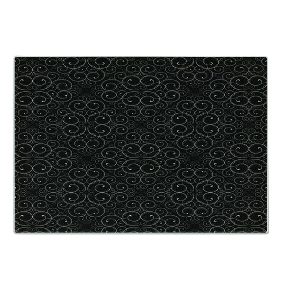 Abstract Cutting Board, Monochrome Romantic Curvy Lines Rhythmic Contemporary Illustration, Decorative Tempered Glass Cutting and Serving Board, in 3 Sizes, by Ambesonne