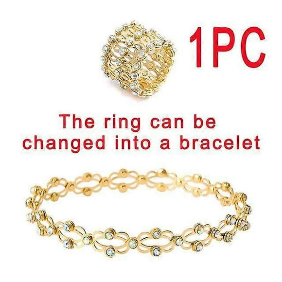 2 In 1 Magic Retractable Ring Bracelet Creative Stretchable Twist Folding Ring Crystal Rhinestone Bracelets Women Jewelry Gift