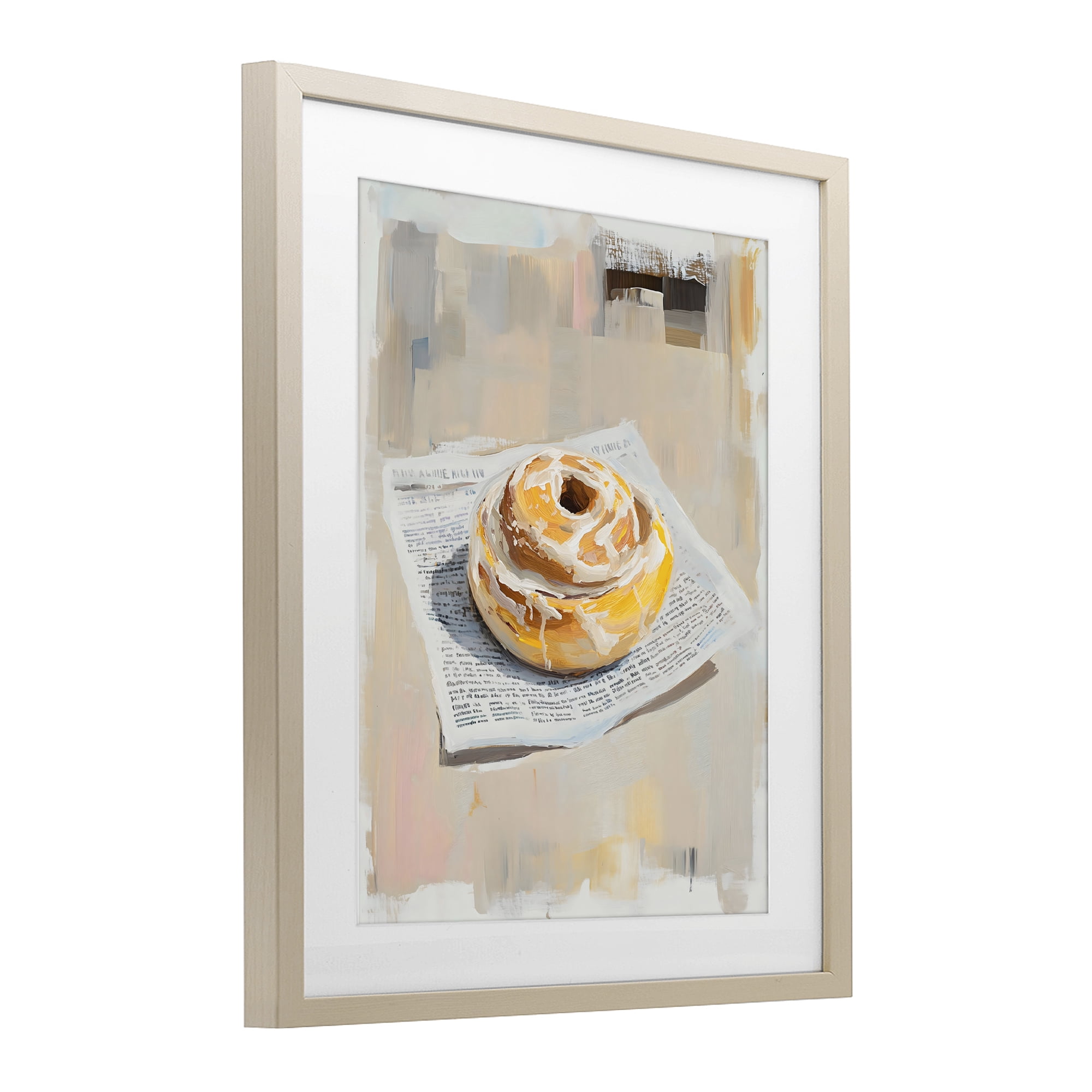 Stupell Industries Cinnamon Roll & Morning Paper Birch Framed Print Under Glass, design by The Prints Vibe
