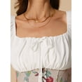 thumbnail image 5 of DARING DIVA Corset Short Square Neck Puff Sleeve Floral Lace Up Dress XS White, 5 of 6