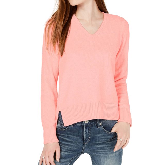 Maison Jules suéter de chenilla con cuello en V para mujer, rosa, grande