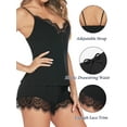 thumbnail image 5 of Sexyfree Women Pajamas Set Sexy Lace Trim Cami and Shorts Pjs Deep V Neck Sleepwear Sleeveless Nightwear, 5 of 7