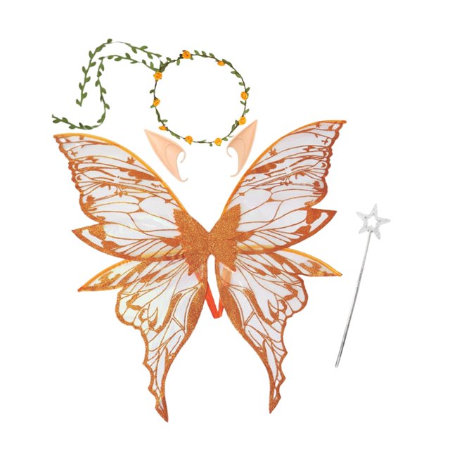 Conjunto de disfraz de hada para mujer con guirnalda floral para actuación en el escenario, carnaval y cumpleaños. Naranja