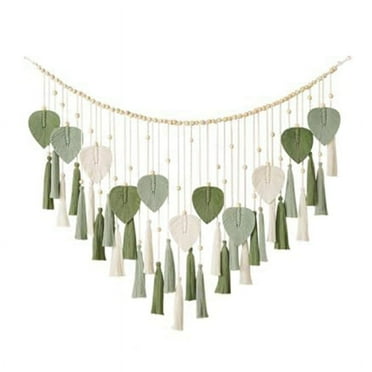 Macrame Wall Hanging Leaves- Large Chic Boho Decor Wowen Art Leaf Tassels Tapestry for Home Office