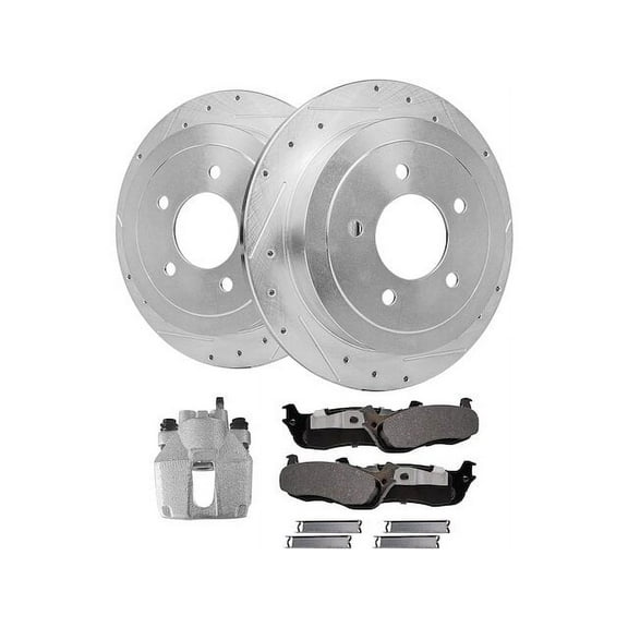 Rear Brake Pad Rotor and Caliper Set - Compatible with 2000 - 2003 Ford F-150 2001 2002
