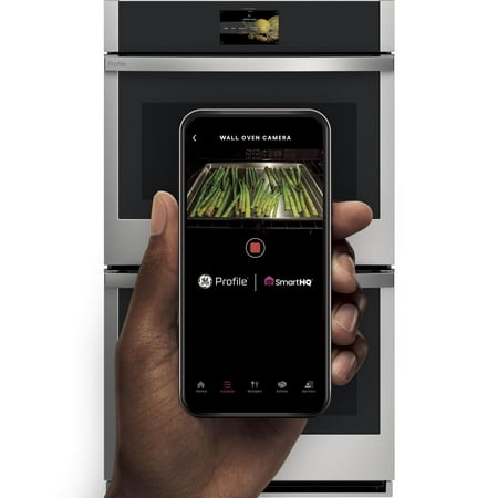 GE Profile - 30" Smart Built-In Double Electric Convection Wall Oven with Air Fry & In-Oven Camera - Stainless steel