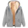 thumbnail image 4 of Womens Jacket Zip Up Hooded Hoodie Winter Warm Soft Thermal Jackets Coats Outdoor Sports Pullover with Pockets Womens Trench Coat Light Gray XXXL, 4 of 4