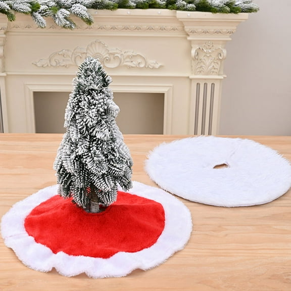 YUNLIGHTS Fur Christmas Tree Skirt Cloth Decorative Round White 1Set for Cozy Settings