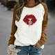 thumbnail image 1 of Puntoco Ladies Fashion Casual Raglan Pullover Casual Lip Print Fleece Sudadera Manga larga Ladies top Puntoco Puntoco-5556, 1 of 6