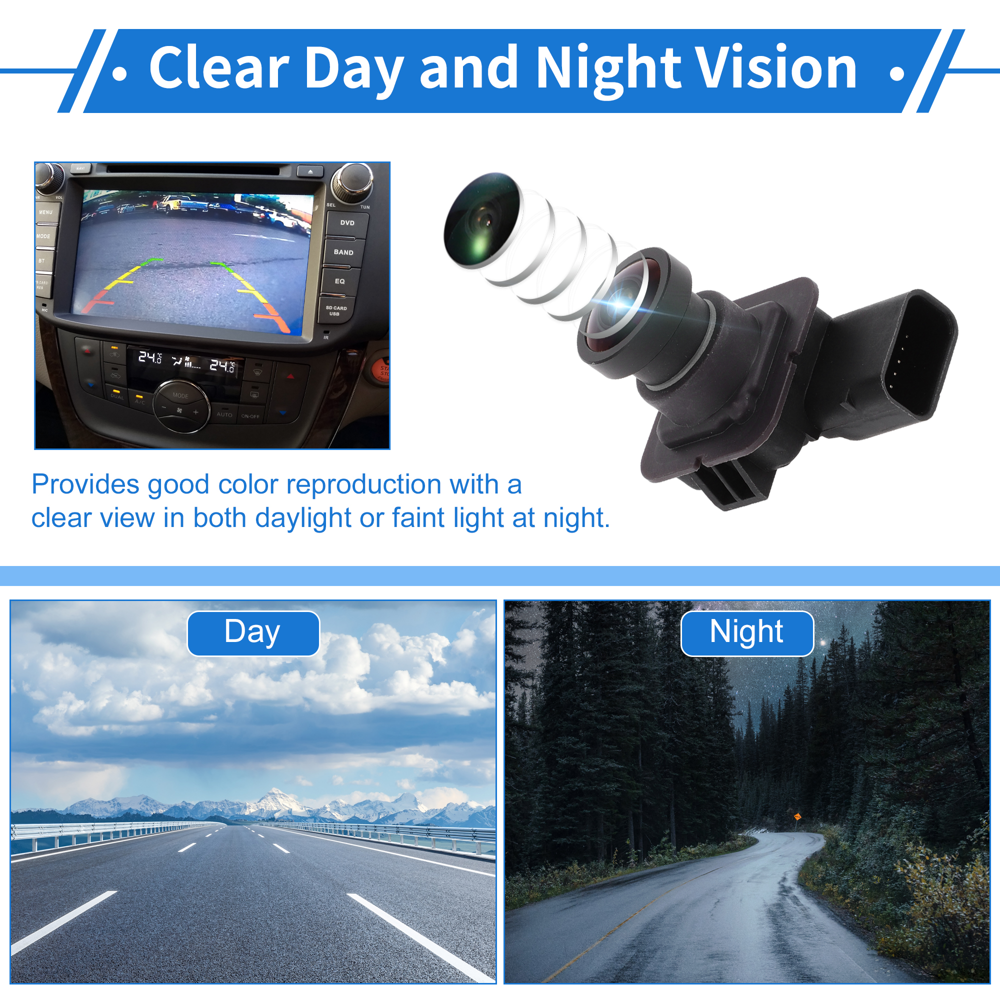 Unique Bargains Rear View Camera for Ford Escape 2014-2016 License Plate Park Assist