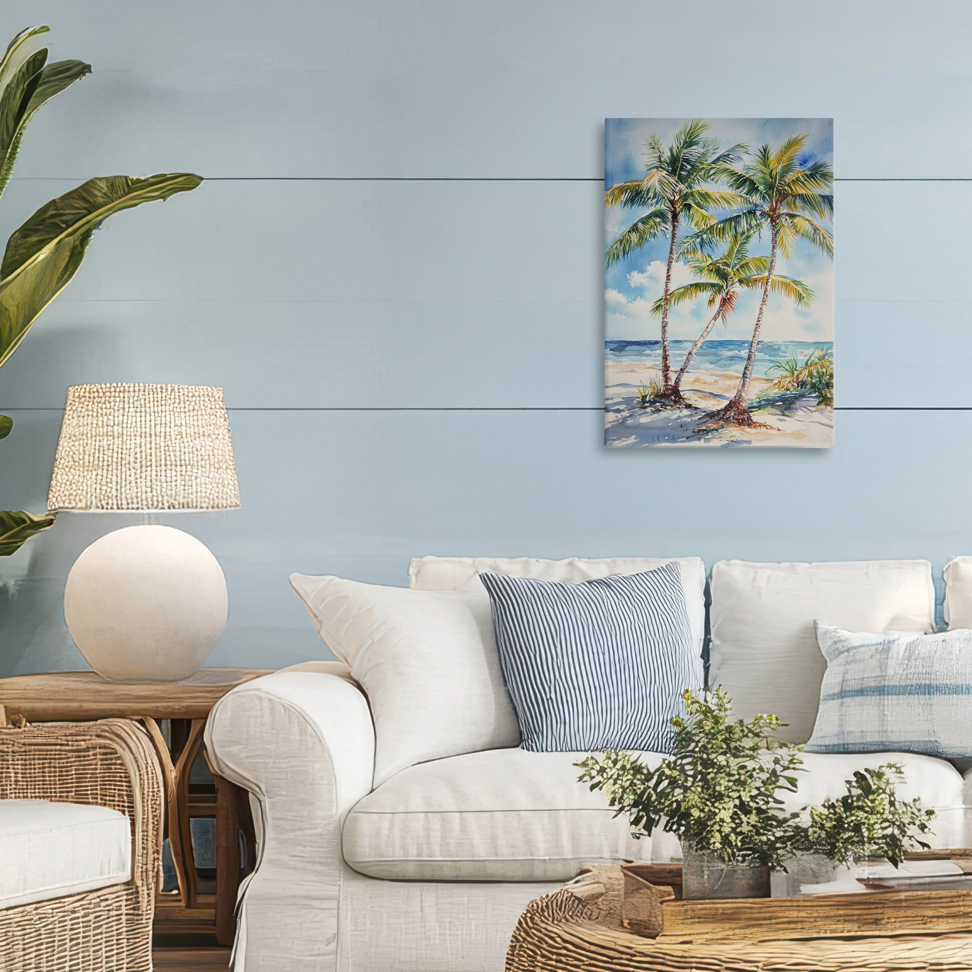 Stupell Industries Windy Palm Trees on Shore Canvas Wall Art, design by Petal Prints Design