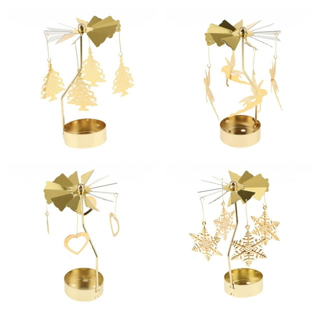 Candebro de luz de té de Navidad chapado en oro, candebro para bodas, suministros para fiestas de Navidad, luces de humor, soporte para ves, 4 p Baoblaze Candelabro para decoración navideña