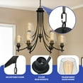 thumbnail image 4 of ModFusion 9-Light Chandelier Lamp with Clear Glass Lampshade & Adjustable Chain Height, Modern Pendant Ceiling Light Fixture with E26 Bulb Compatible, Black, 4 of 9
