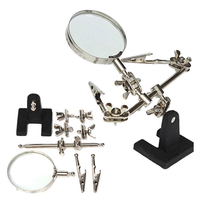 Magnifying Helping Third Hand Glass Auxiliary Clip Magnifier Soldering Solder Iron Stand Holder Station Rework Repair Tool ,Easy to Use