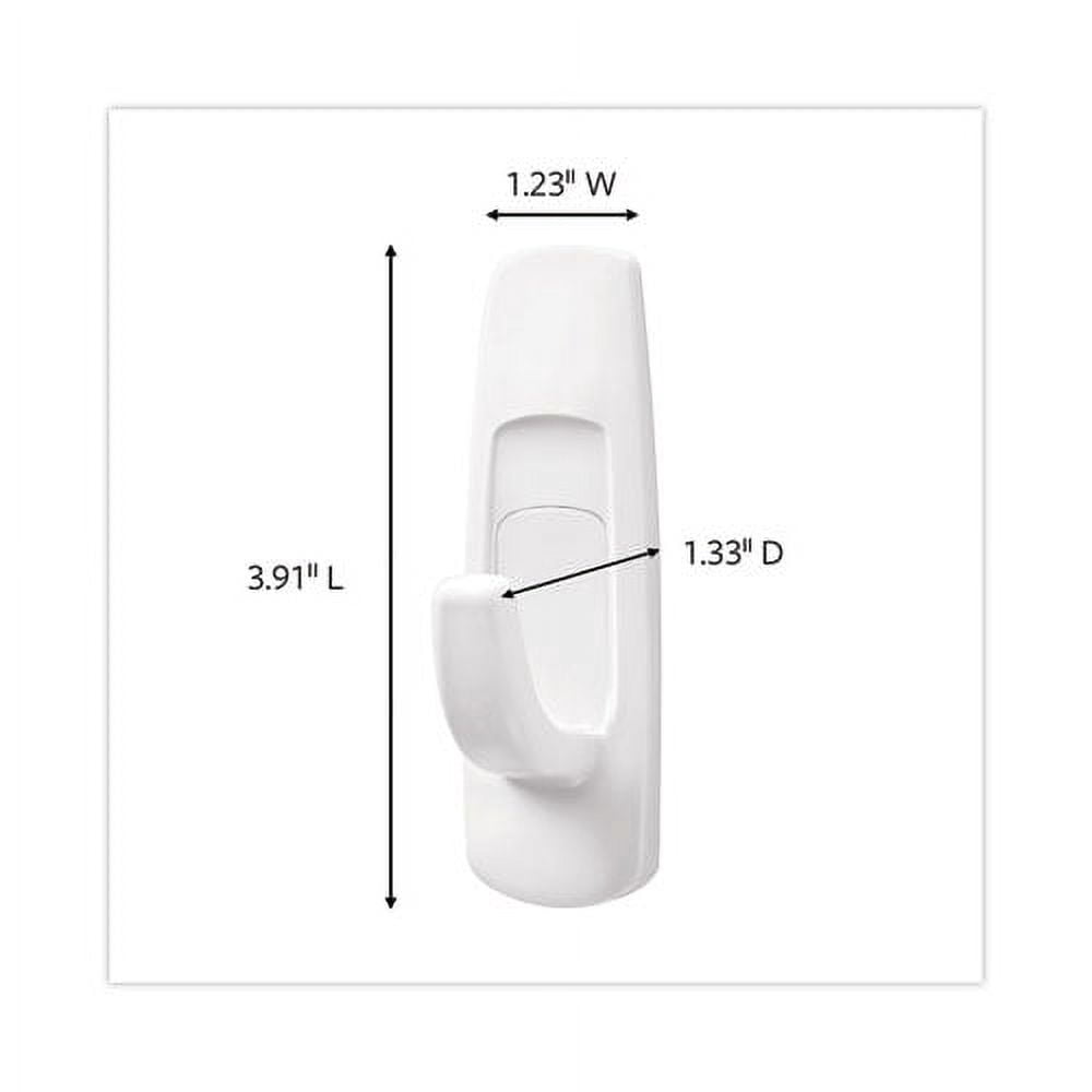 General Purpose Hooks Multi-Pack, Large, 5 Lb Cap, White, 3 Hooks And 6 Strips/pack | Bundle of 2 Packs