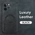 thumbnail image 2 of ELEHOLD For iPhone 16 Pro Luxury Leather Magnetic Shockproof Case Slim Drop Protection Cover, Lens & Screen Protection, Compatible with Magsafe, Skin-Friendly, Black, 2 of 10
