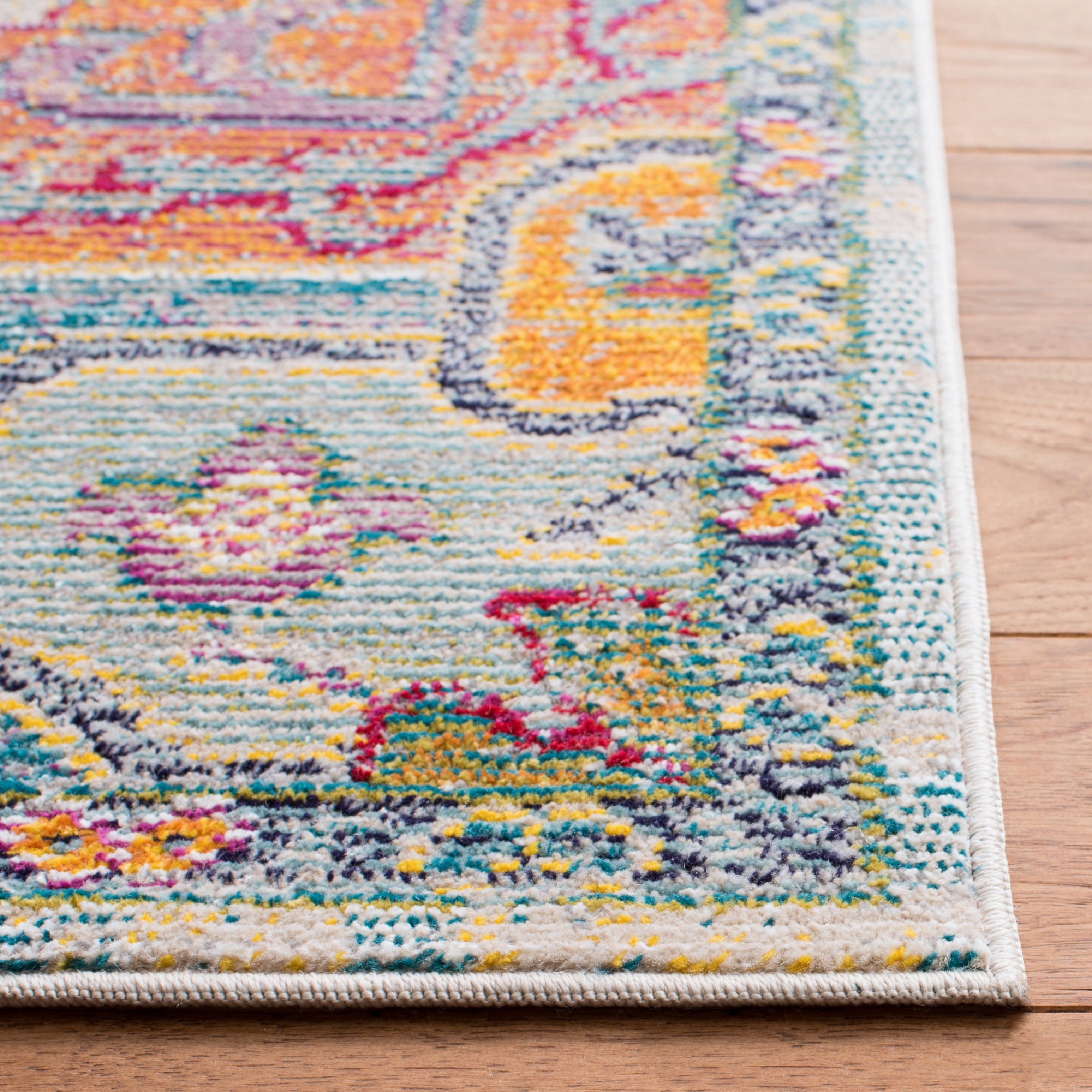 SAFAVIEH Crystal Debra Southwestern Area Rug, Light Blue/Fuchsia, 3' x 5'