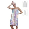 thumbnail image 2 of Colevkie Women 2 Pieces Bath Wrap Set Bath Towel & Hair Drying Cap Adjustable Quick Drying Absorbent for Travel Bathroom Sauna Portable Lightweight Printed Colorful Glass Pattern, 2 of 8