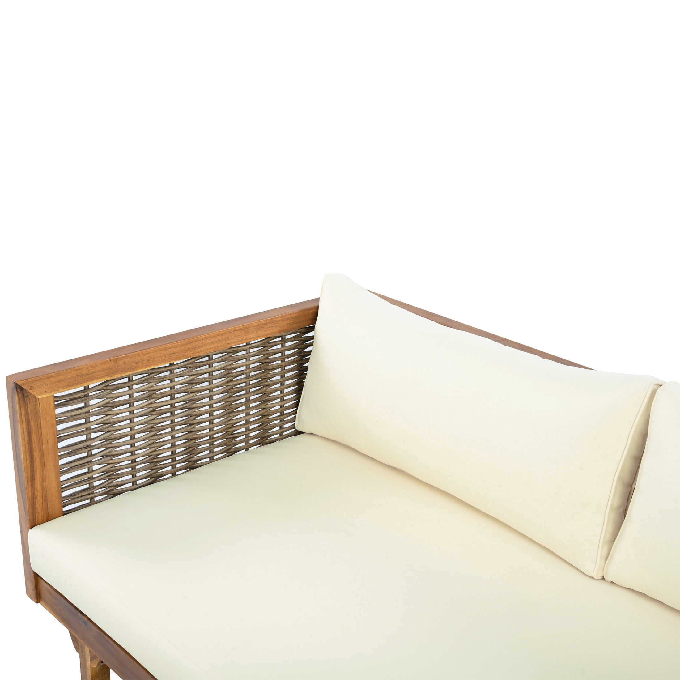 Christopher Knight Home 4-Piece Patio Wicker Conversation Set, Sectional Sofa Set with Coffee Table & Beige Cushions