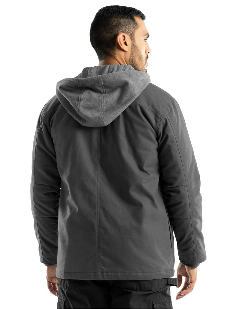 【U LAN】Tray Quilted Work Hood Jacket Wrangler Workwear Men's Quilted Lined Work Shirt Jacket with