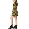 thumbnail image 5 of INSPIRE CHIC Women's Fall Square Neck Long Sleeves a-Line Plaids Dress M Black-Yellow, 5 of 8